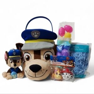Paw Patrol Chase Plush Easter Basket Bucket Tote Bundle